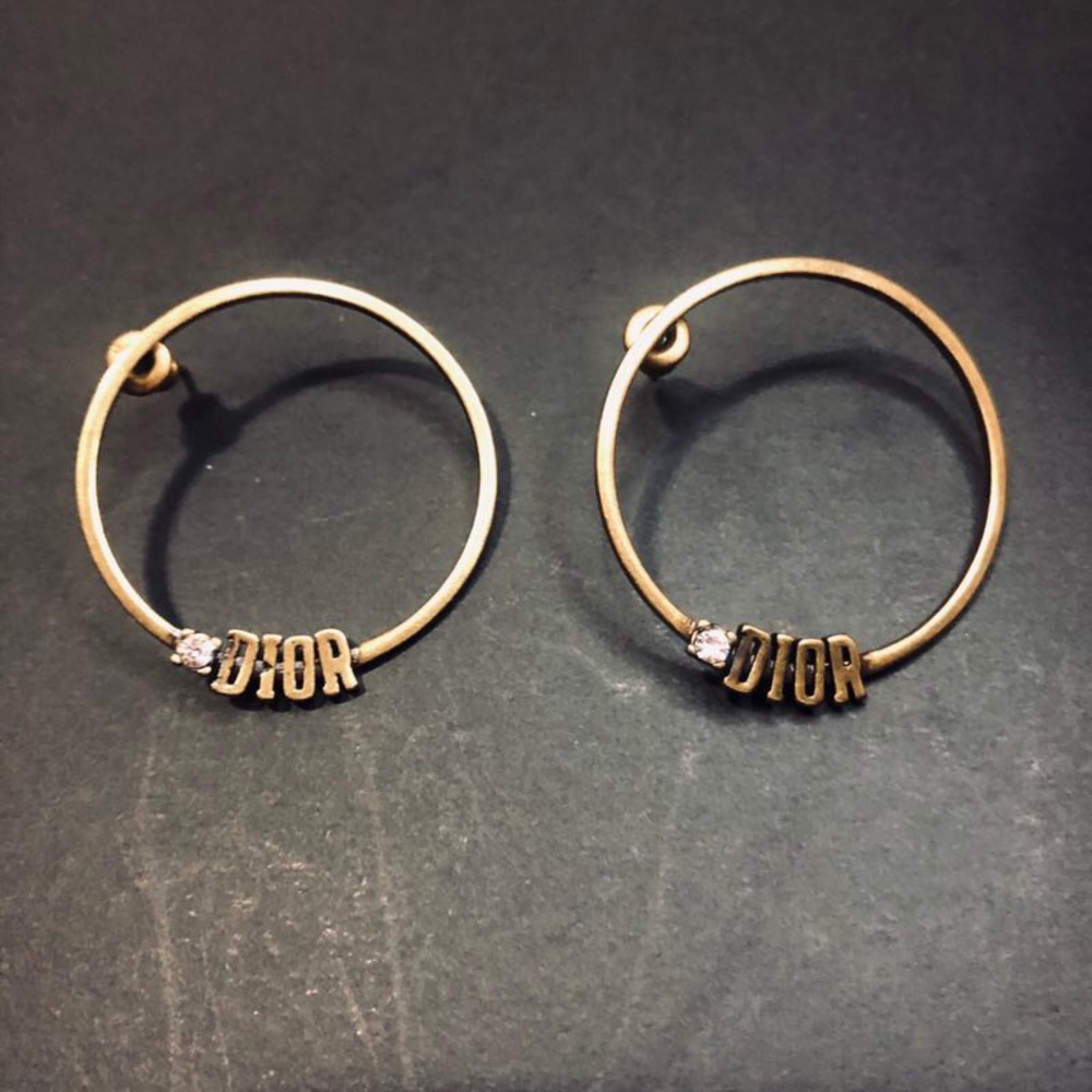 Dior aged gold metal hoops